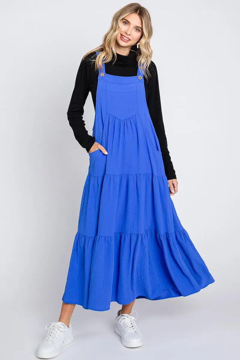 PinkBlush Royal Button Sling Tiered Maternity Midi Dress - 