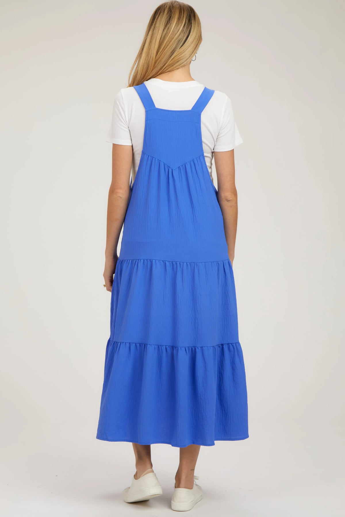 PinkBlush Royal Button Sling Tiered Maternity Midi Dress - 