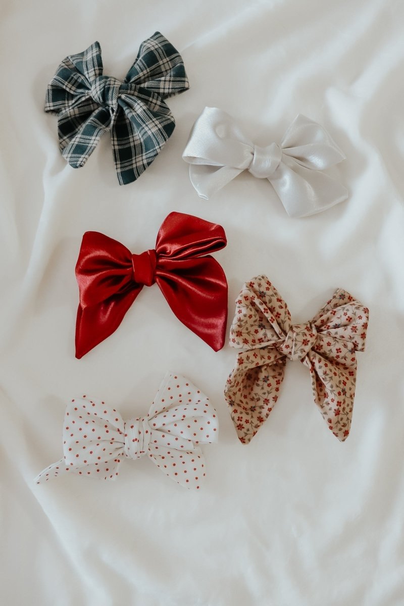 Little Mae & Co Ruby Bow Clips Handmade Cotton Floral Hair Accessories - Everetts Place Boutique - 