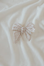 Ruby Bow Clips - White, Textile, Pink, Bow tie, Linens | Everetts Place