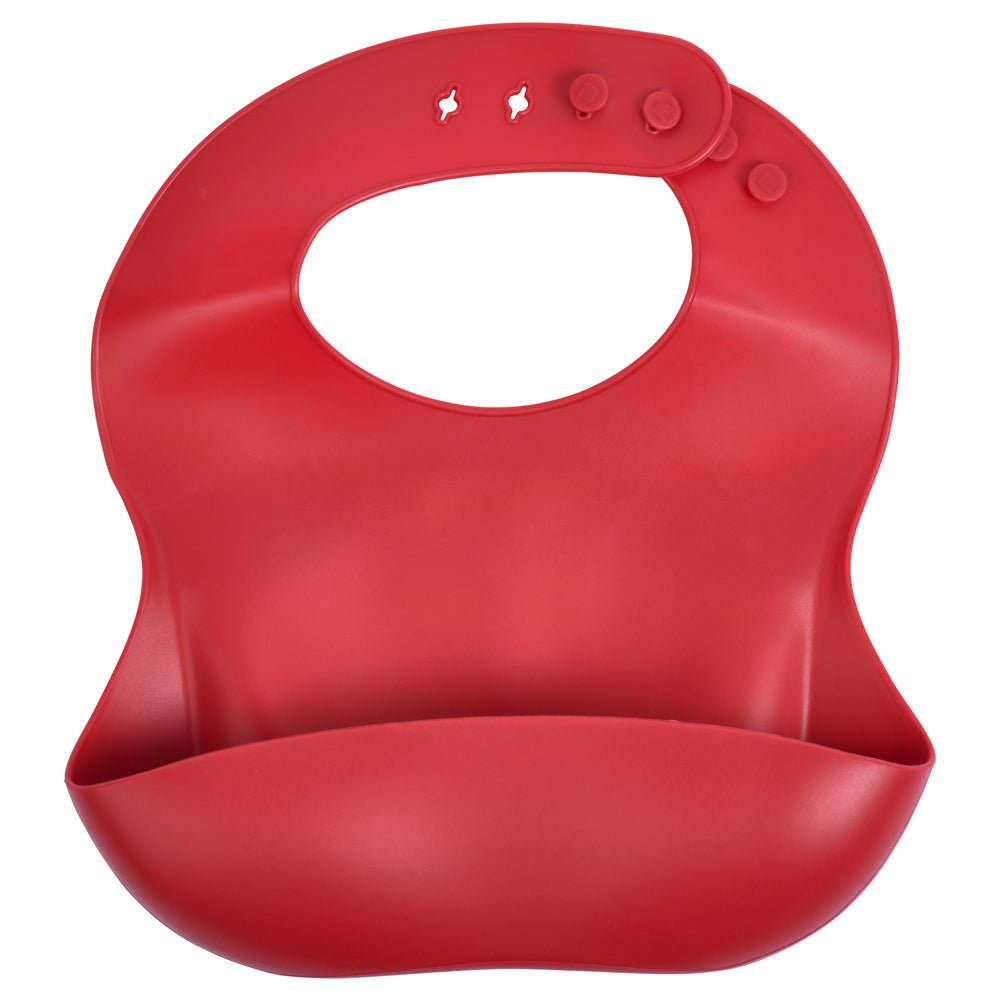 Three Little Tots Ruby Red Silicone Baby Bib - 