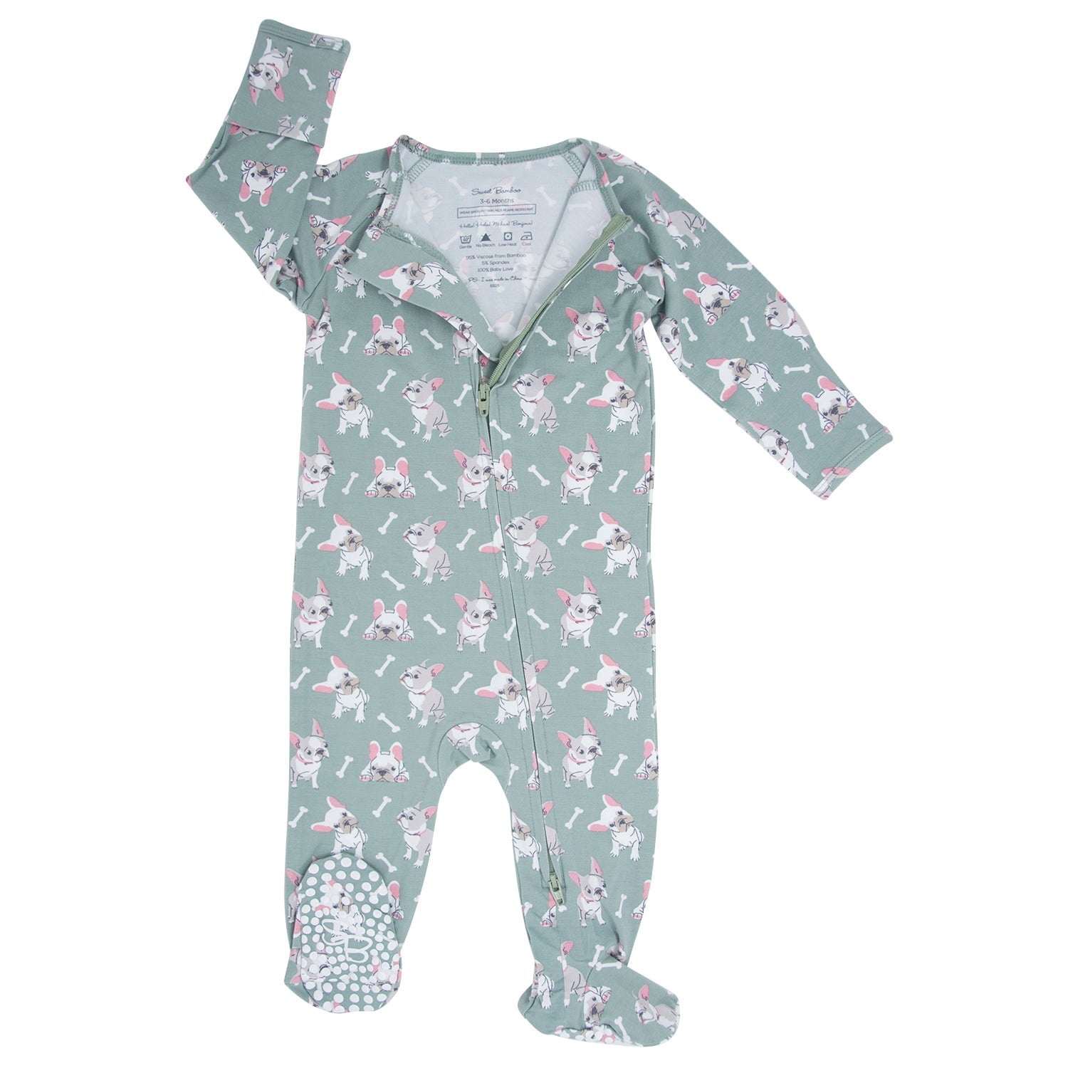 Ruff and Stuff Zipper Footie Sweet Bamboo Everetts Place: Online Boutique