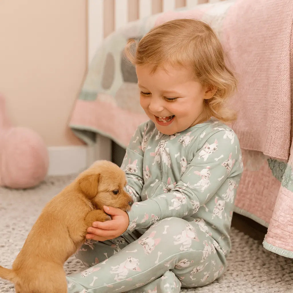 Ruff and Stuff Zipper Footie - Dog, Nightwear, Child, Baby & Toddler Clothing, Pink | Everetts Place