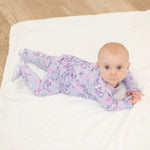 Sweet Bamboo Ruffle Baby Footie with Two Way Zipper and No Slip Grips for Comfort - 