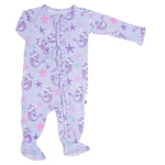 Sweet Bamboo Ruffle Baby Footie with Two Way Zipper and No Slip Grips for Comfort - 