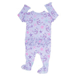 Sweet Bamboo Ruffle Baby Footie with Two Way Zipper and No Slip Grips for Comfort - 