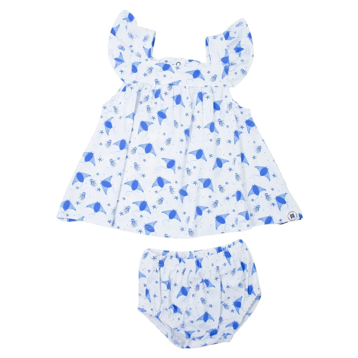 Ruffle Dress and Bloomer Set for Comfy Daywear with Cap Sleeves and Matching Bloomers Sweet Bamboo