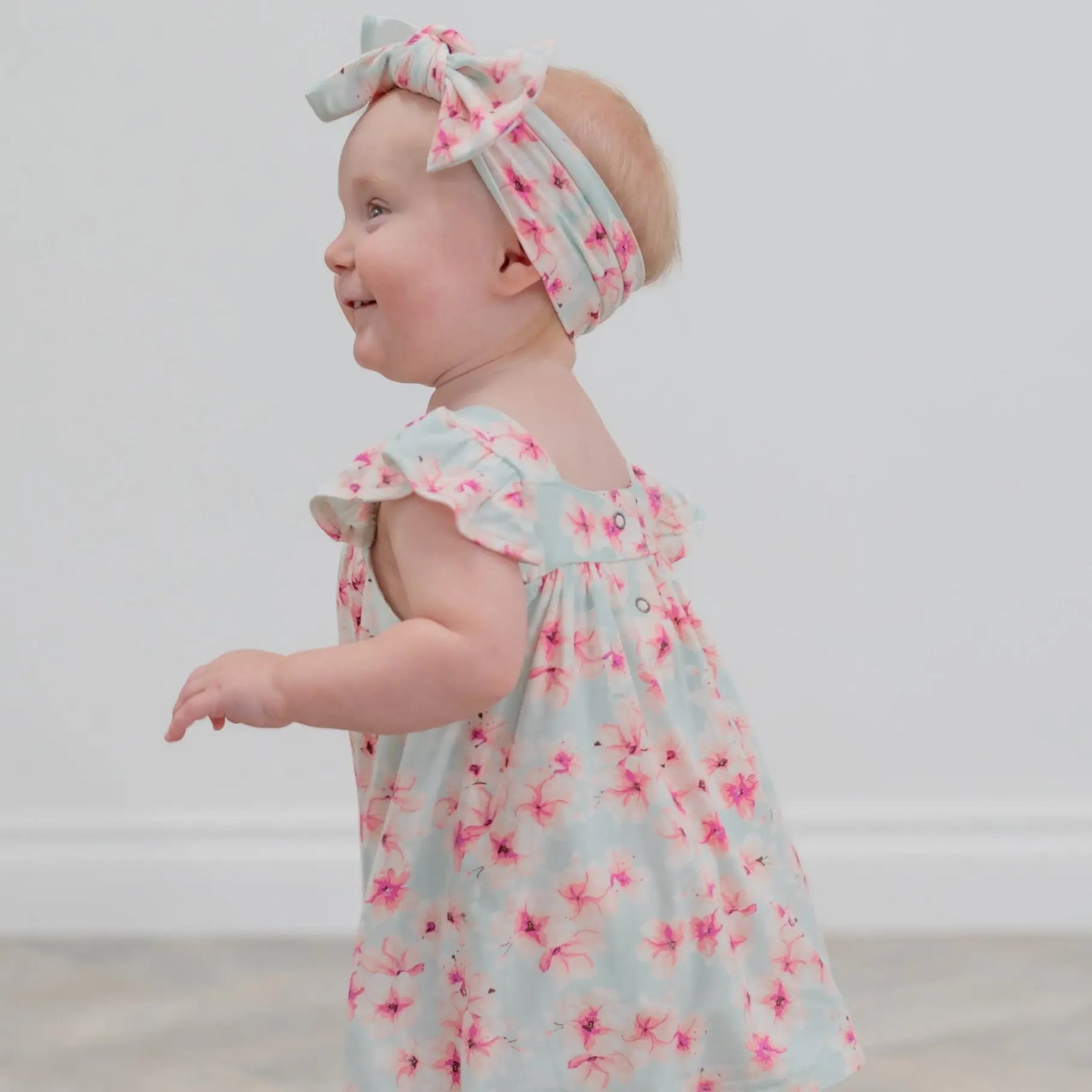 Sweet Bamboo Charming Floral Ruffle Dress with Matching Bloomer Set for Baby Girls - Apparel & Accessories > Clothing > Baby & Toddler Clothing > Baby One-Pieces baby daywear