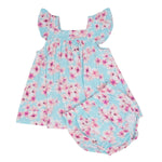 Sweet Bamboo Charming Floral Ruffle Dress with Matching Bloomer Set for Baby Girls - Apparel & Accessories > Clothing > Baby & Toddler Clothing > Baby One-Pieces baby daywear