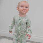 Sweet Bamboo Mint Bamboo Ruffle Baby Footie with 2 Way Zipper for Stylish Infants - Apparel & Accessories > Clothing > Baby & Toddler Clothing > Baby & Toddler Sleepwear Ruffle Footies