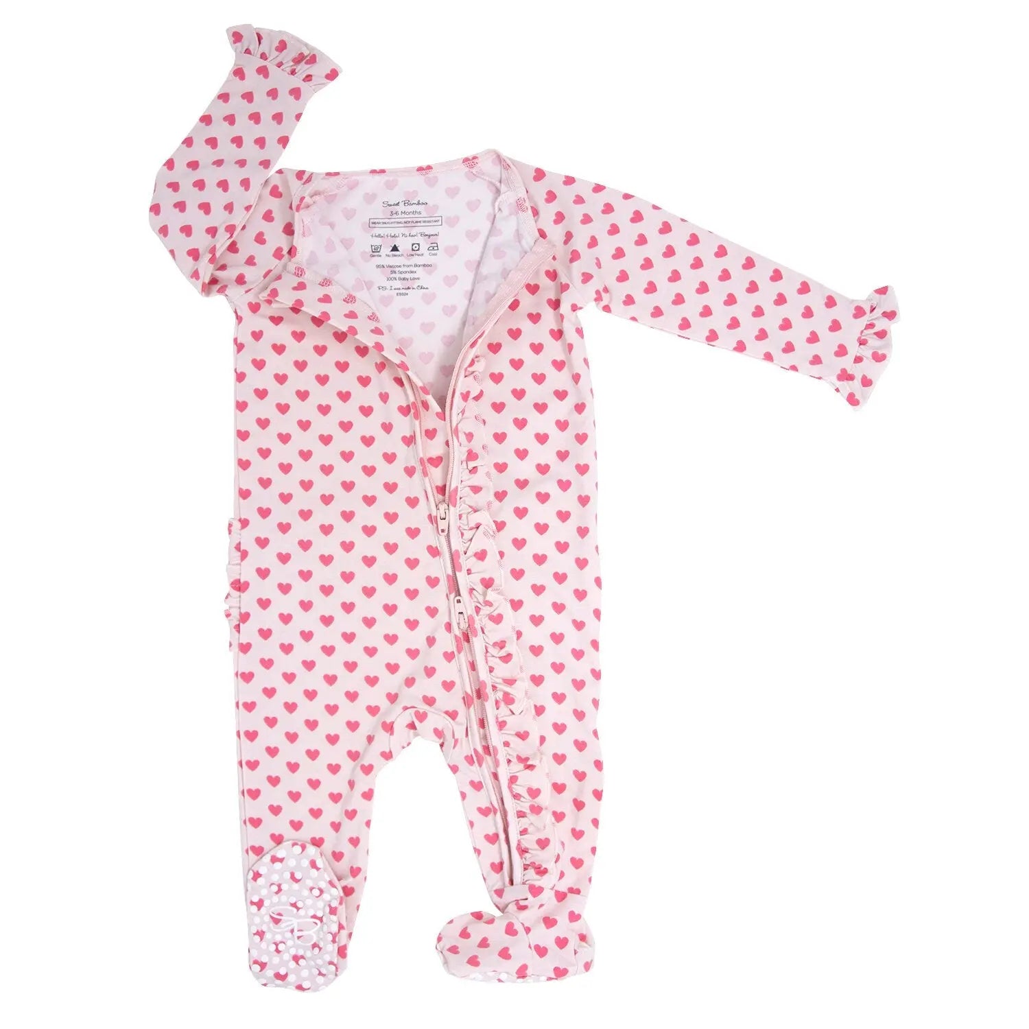 Sweet Bamboo Hypoallergenic Baby Footie with Ruffle Design for Sensitive Skin - Apparel & Accessories > Clothing > Baby & Toddler Clothing > Baby & Toddler Sleepwear Ruffle Footies