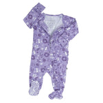 Sweet Bamboo Mushroom Floral Ruffle Footie with Two Way Zipper for Baby Girls - Apparel & Accessories > Clothing > Baby & Toddler Clothing > Baby One-Pieces Ruffle Footies