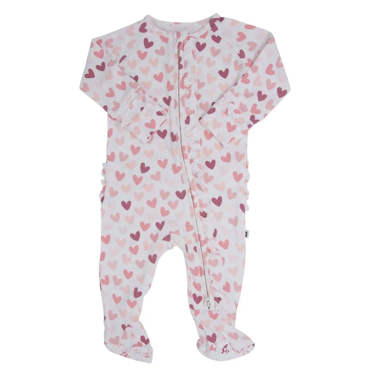 Ruffle Footie with 2 Way Zipper and No Slip Grips for Comfort and Stability Sweet Bamboo