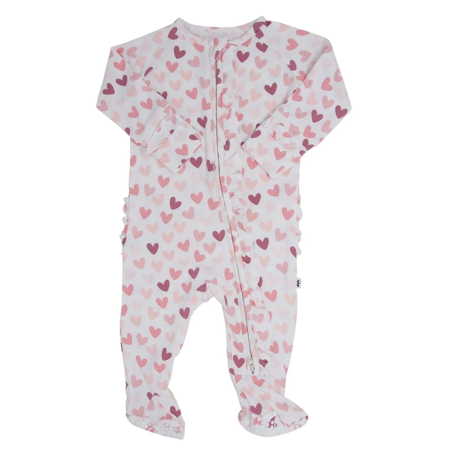 Ruffle Footie with 2 Way Zipper and No Slip Grips for Comfort and Stability Sweet Bamboo