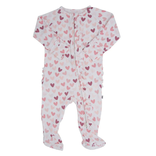 Ruffle Footie with 2 Way Zipper and No Slip Grips for Comfort and Stability Sweet Bamboo