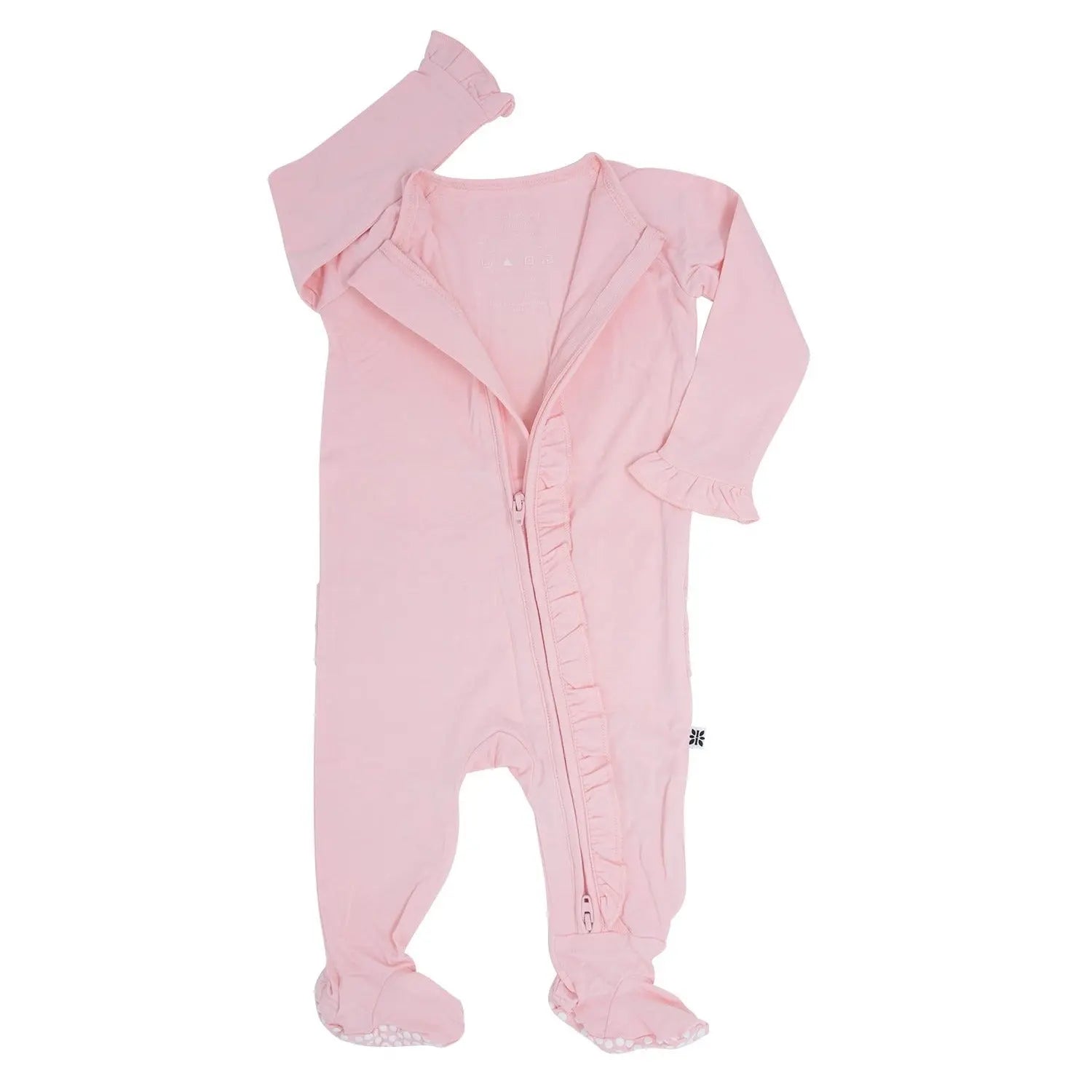 Ruffle Footie with Hypoallergenic Silky Smooth Fabric and No Slip Grips Sweet Bamboo
