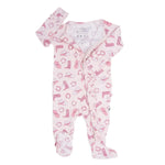 Sweet Bamboo Elegant Pink Ruffle Baby Footie with Two Way Zipper for Comfortable Play - Apparel & Accessories > Clothing > Baby & Toddler Clothing > Baby One-Pieces Ruffle Footies
