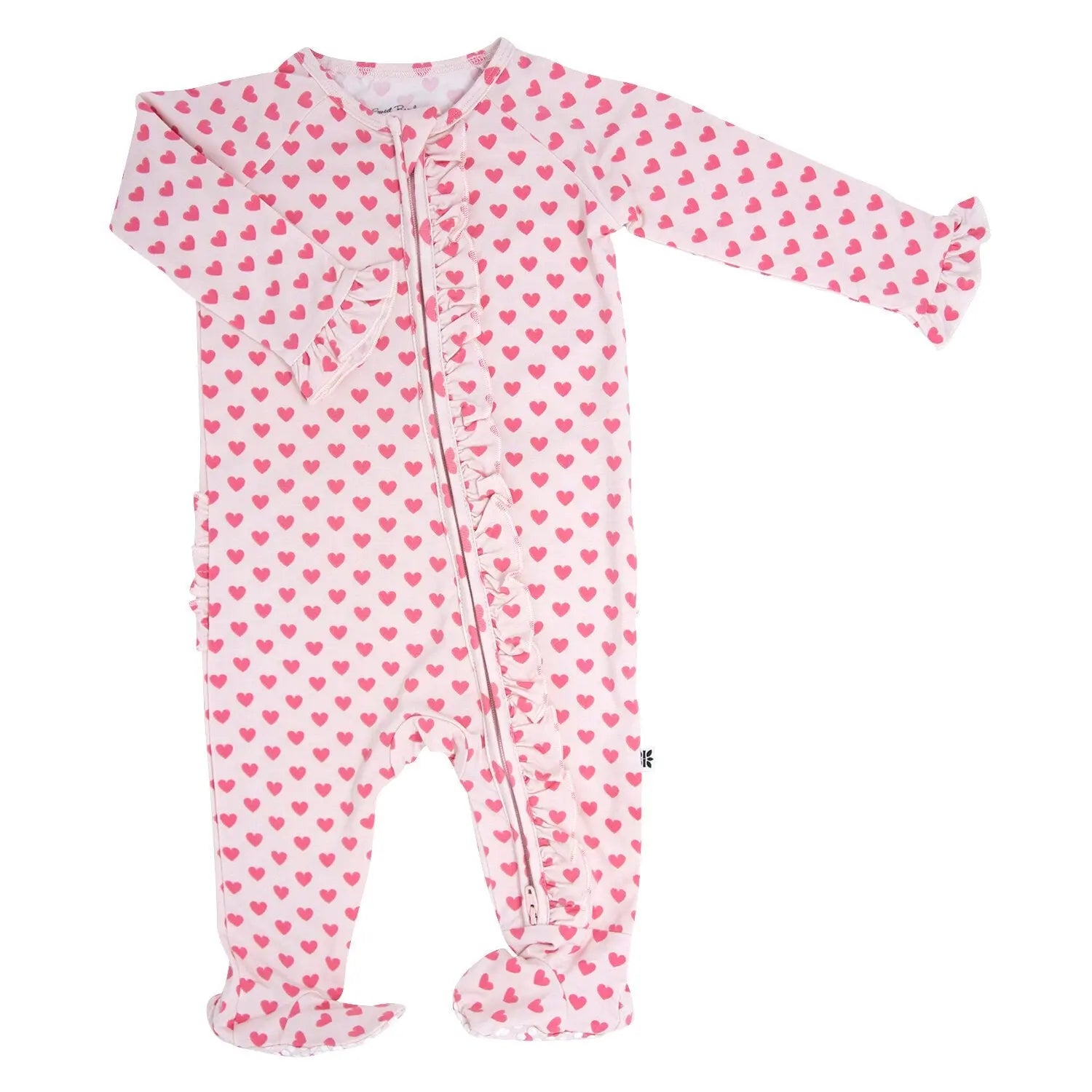 Sweet Bamboo Hypoallergenic Baby Footie with Ruffle Design for Sensitive Skin - Apparel & Accessories > Clothing > Baby & Toddler Clothing > Baby & Toddler Sleepwear Ruffle Footies