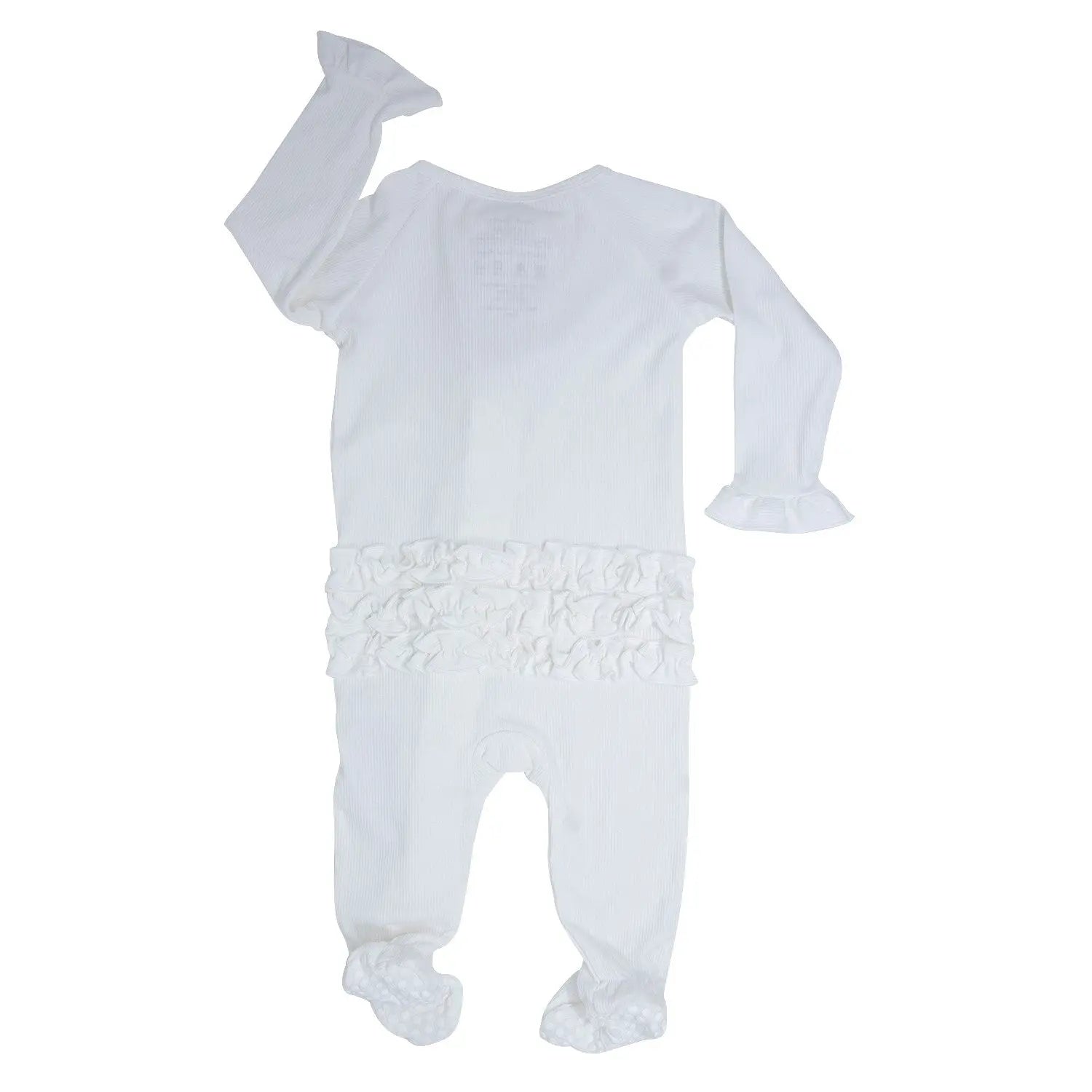 Sweet Bamboo Hypoallergenic Ruffle Footie with 2 Way Zipper for Baby Girls - Apparel & Accessories > Clothing > Baby & Toddler Clothing > Baby & Toddler Sleepwear Ruffle Footies