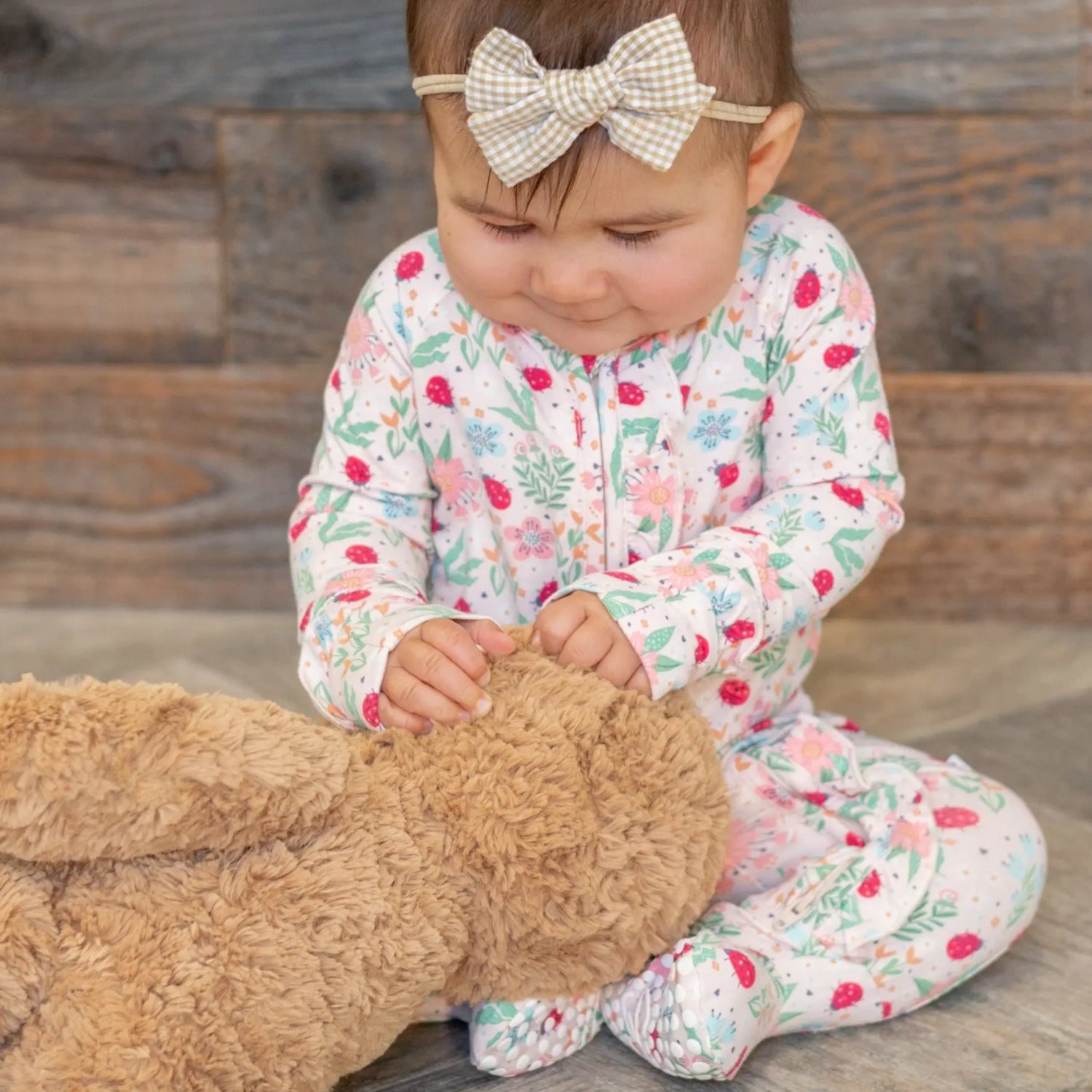 Sweet Bamboo Ladybug Baby Footie with Two Way Zipper and Non Slip Grips for Infants - Apparel & Accessories > Clothing > Baby & Toddler Clothing > Baby & Toddler Sleepwear Ruffle Footies