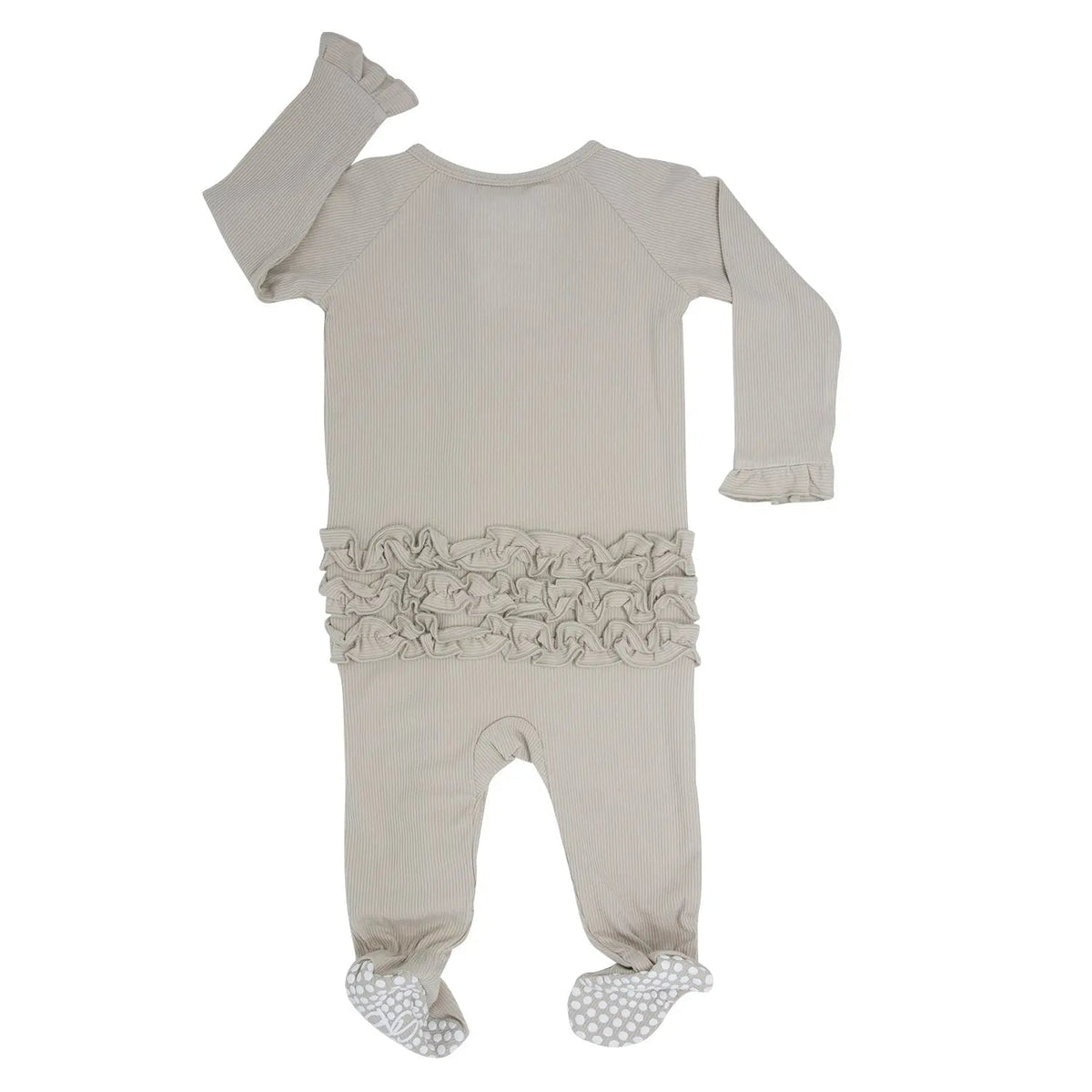 Sweet Bamboo Ruffle Footie Oatmeal Rib - 