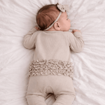 Ruffle Footie Oatmeal Rib - Sleeve, Baby & Toddler Clothing, Textile, Child, Comfort | Everetts Place