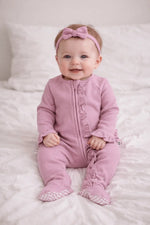 Ruffle Footie Petunia Pink Rib - Baby & Toddler Clothing, Pink, Child, Button, Toddler | Everetts Place
