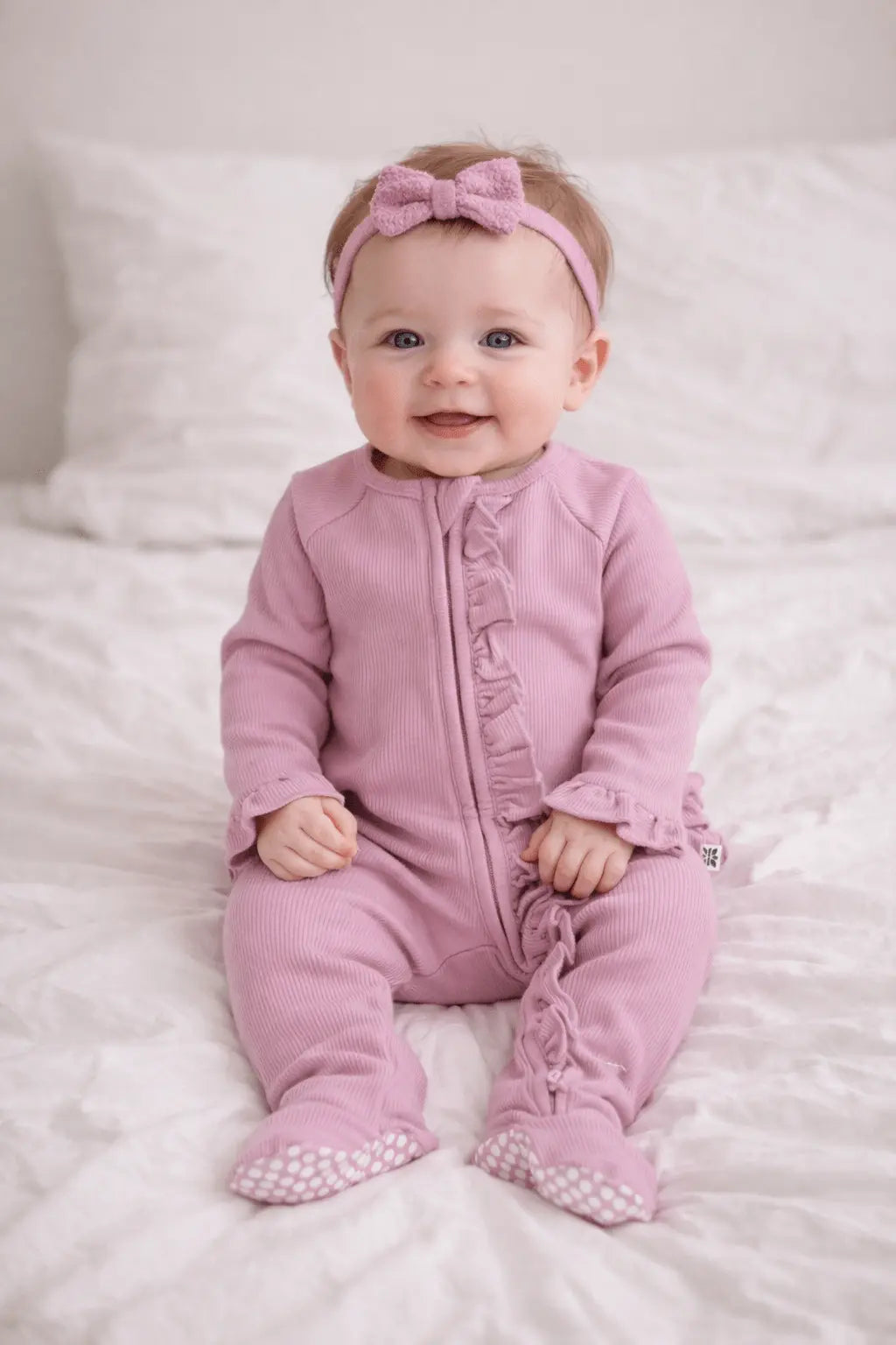 Ruffle Footie Petunia Pink Rib - Baby & Toddler Clothing, Pink, Child, Button, Toddler | Everetts Place