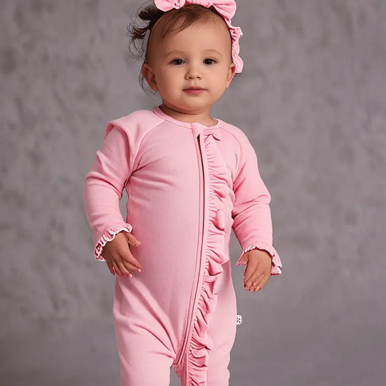 Ruffle Footie Pink Suede - Sleeve, Baby & Toddler Clothing, Pink, Child, Toddler | Everetts Place