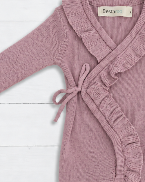 Ruffle Knit Romper in Soft Plum by Bestaroo