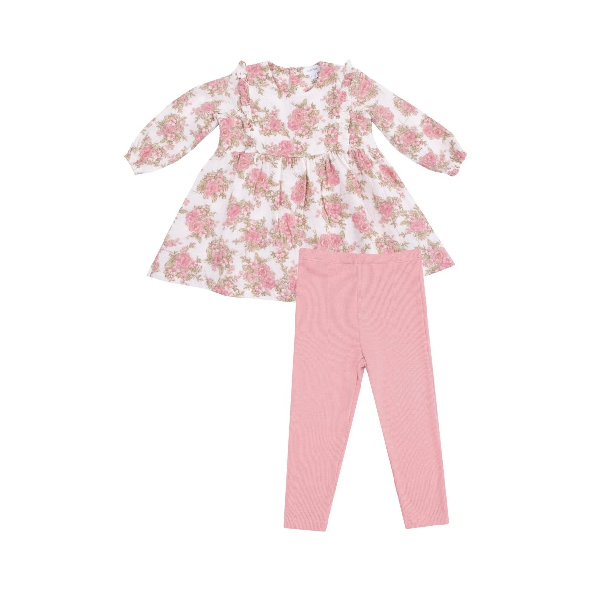Angel Dear Ruffle Long Sleeve Dress And Ribbed Legging Set For Girls - Everetts Place Boutique - 