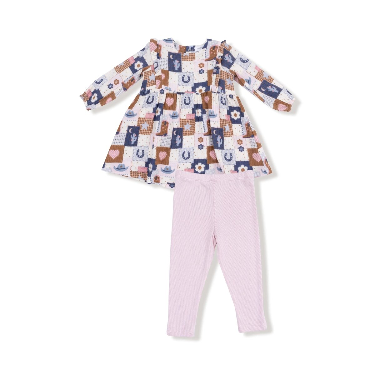 Angel Dear Ruffle Long Sleeve Organic Cotton Dress and Legging Set - Everetts Place Boutique - 