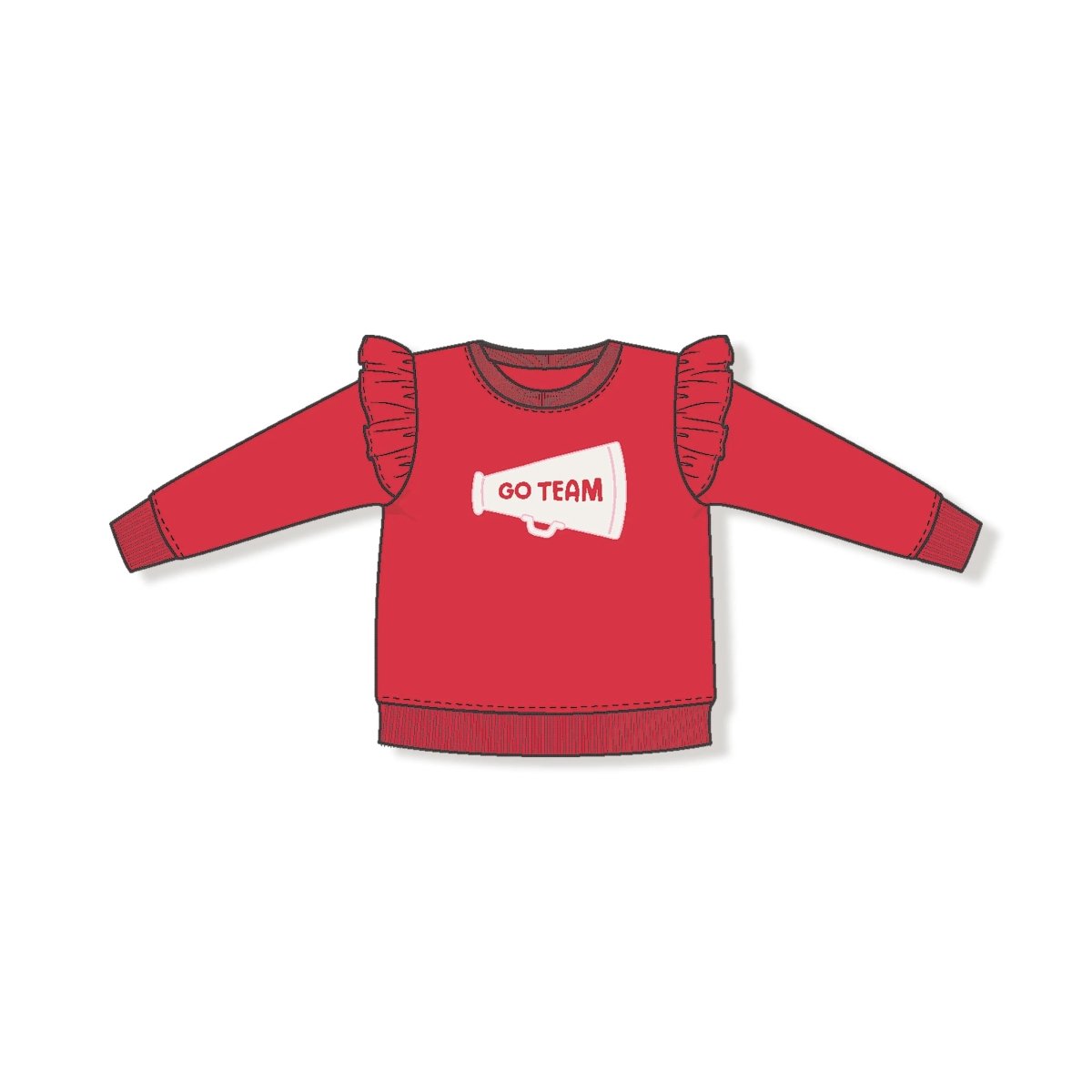 Angel Dear Ruffle Megaphone Sweatshirt for Kids Cheer Squad - Everetts Place Boutique - 
