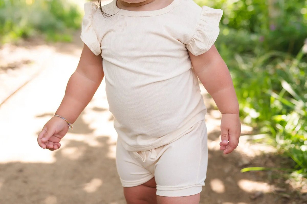 Harp Angel Boutique Ruffle Ribbed Short Set with Ruffle Sleeves - 