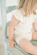 Harp Angel Boutique Ruffle Ribbed Short Set with Ruffle Sleeves - 