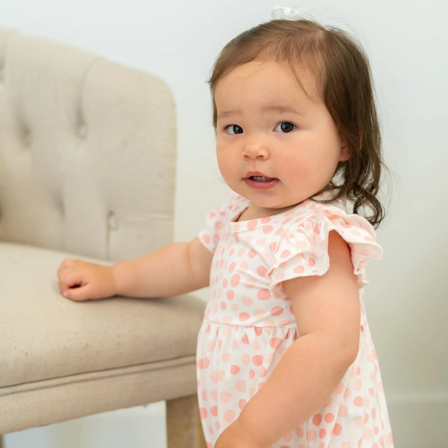 Ruffle Romper for Girls with Flutter Sleeves and Snap Closure Sweet Bamboo