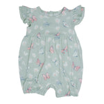 Sweet Bamboo Mint Butterfly Daisy Bamboo Ruffle Romper for Active Kids - Apparel & Accessories > Clothing > Baby & Toddler Clothing > Baby One-Pieces baby daywear