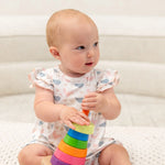 Sweet Bamboo Pink Farm Hens Bamboo Ruffle Romper for Stylish Summer Play for Girls - Apparel & Accessories > Clothing > Baby & Toddler Clothing > Baby One-Pieces baby daywear