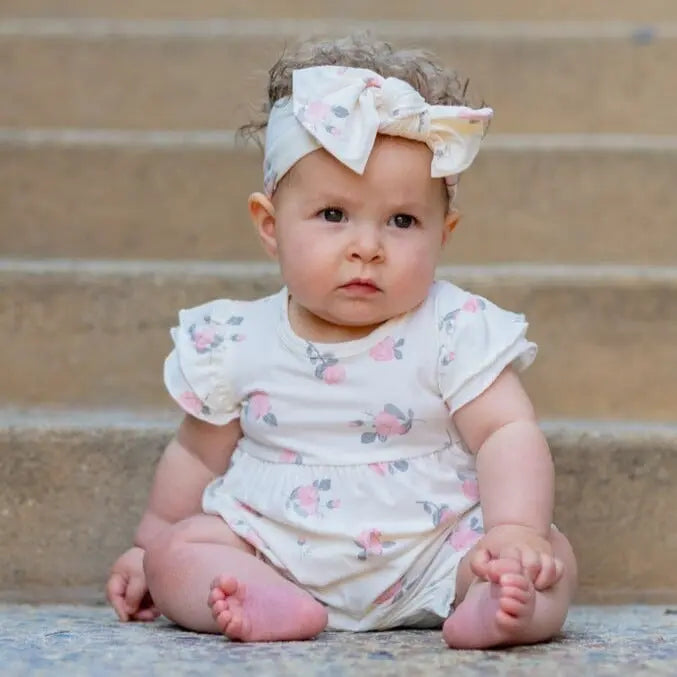 Ruffle Romper For Girls With Flutter Sleeves And Snap Closure Inseam Sweet Bamboo