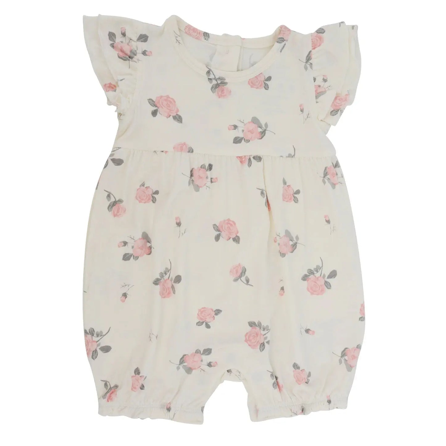 Ruffle Romper For Girls With Flutter Sleeves And Snap Closure Inseam Sweet Bamboo
