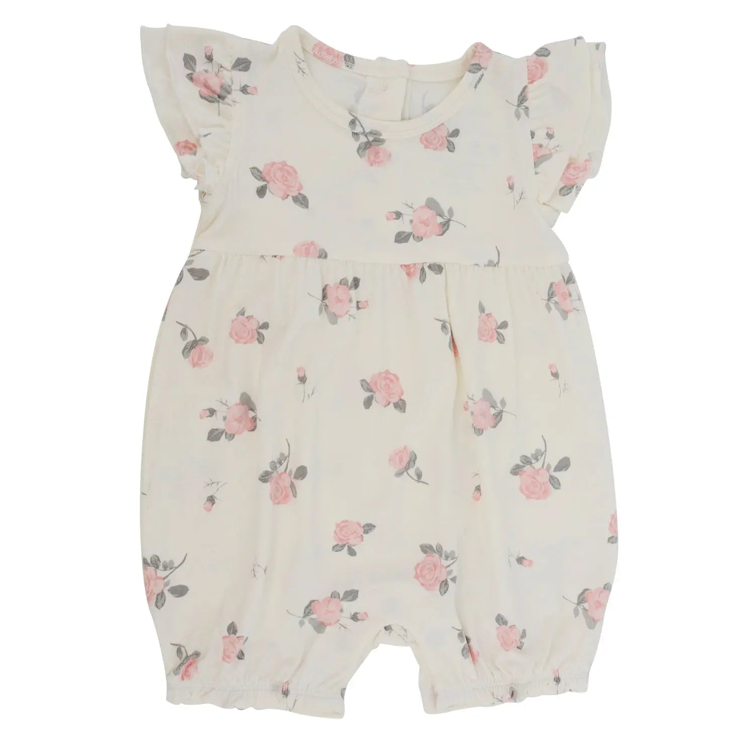 Ruffle Romper For Girls With Flutter Sleeves And Snap Closure Inseam Sweet Bamboo