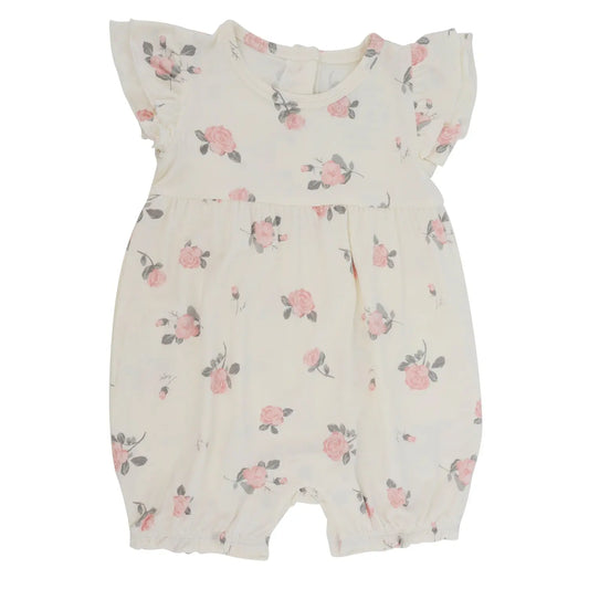Ruffle Romper For Girls With Flutter Sleeves And Snap Closure Inseam Sweet Bamboo