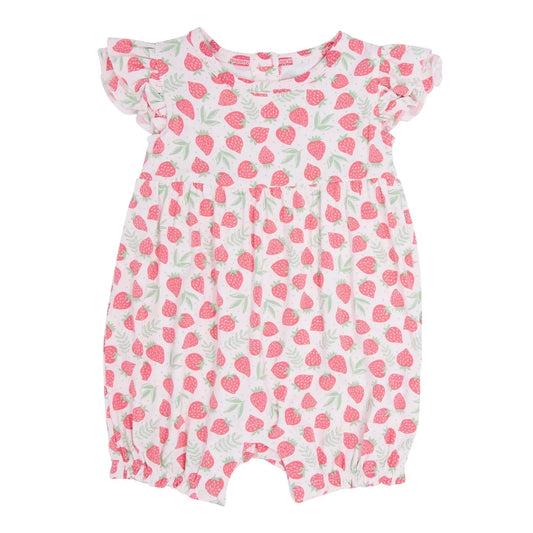 Ruffle Romper for Little Girls with Flutter Tank Sleeves and Snap Closure Sweet Bamboo