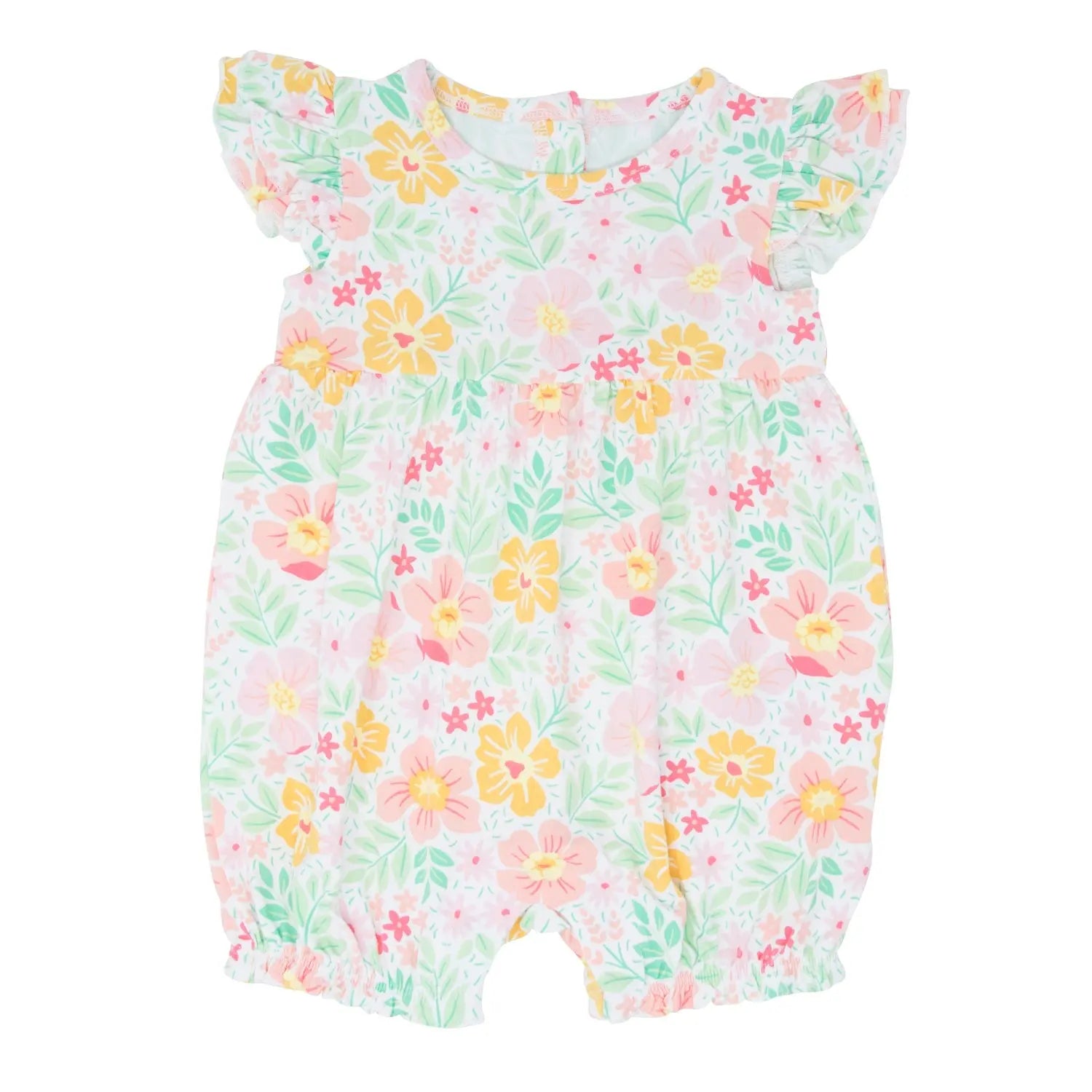 Ruffle Romper for Girls with Flutter Tank Sleeves and Snap Closure Sweet Bamboo