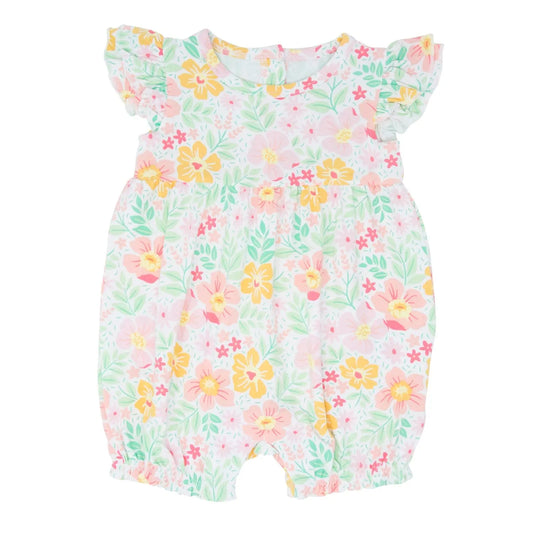Ruffle Romper for Girls with Flutter Tank Sleeves and Snap Closure Sweet Bamboo