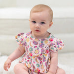 Sweet Bamboo Tropical Fruit Ruffle Romper with Flutter Sleeves for Summer Girls - Apparel & Accessories > Clothing > Baby & Toddler Clothing > Baby One-Pieces baby daywear