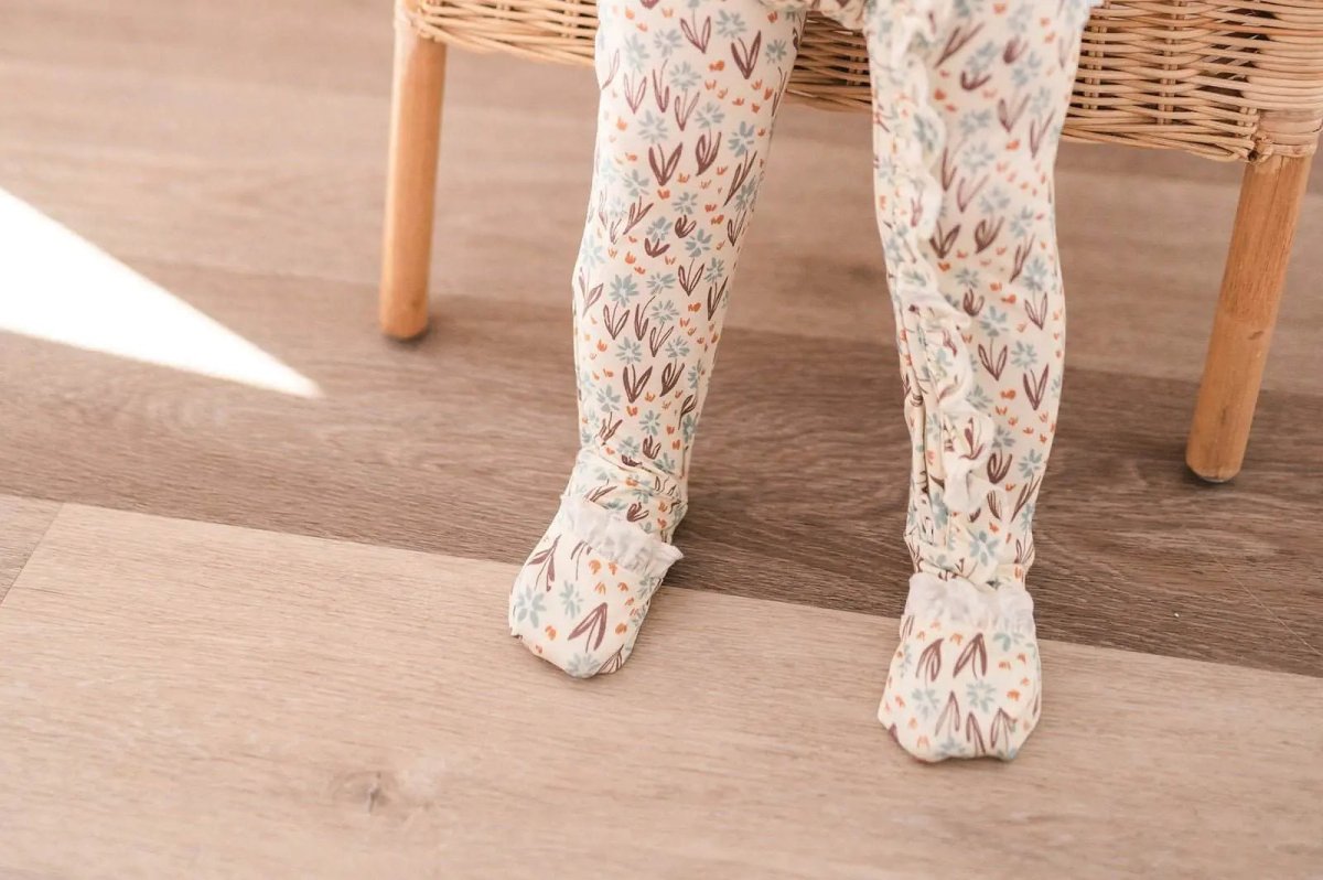 Harp Angel Boutique Ruffle Zipper One Piece Pajamas with Soft Bamboo Fabric for Infants - 