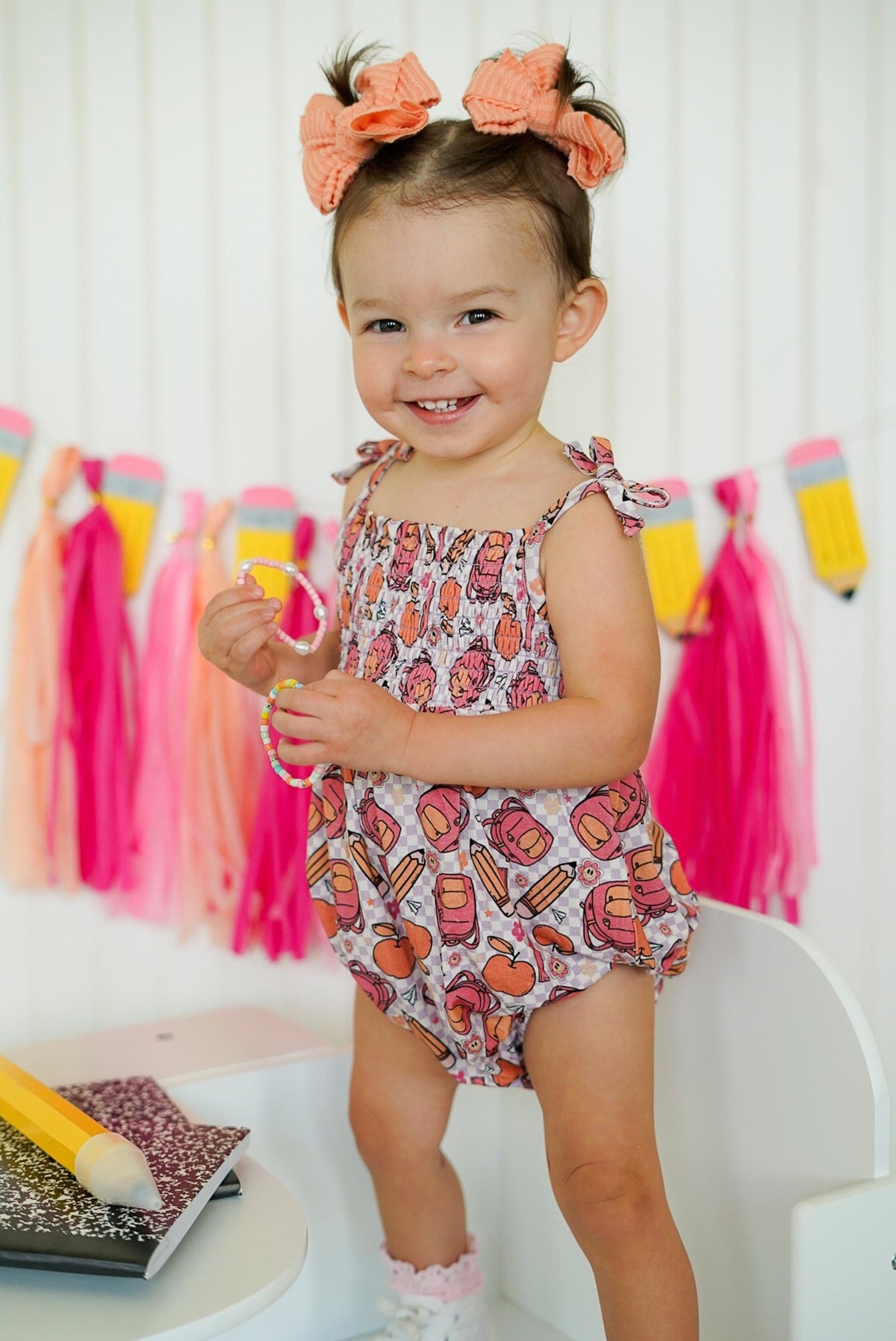 DREAM BIG LITTLE CO RULE THE SCHOOL SMOCKED BUBBLE ROMPEREveretts Place