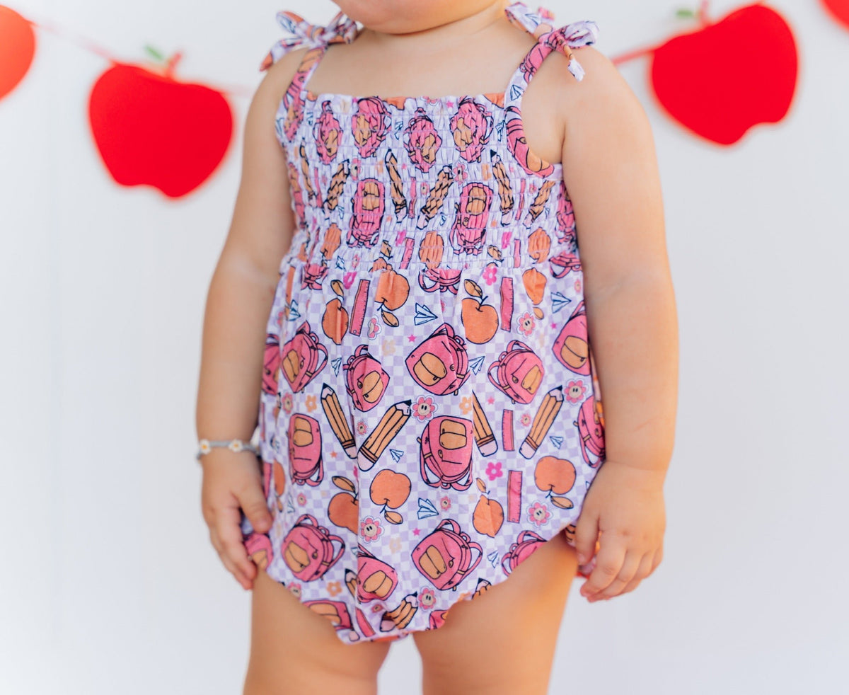 DREAM BIG LITTLE CO RULE THE SCHOOL SMOCKED BUBBLE ROMPEREveretts Place