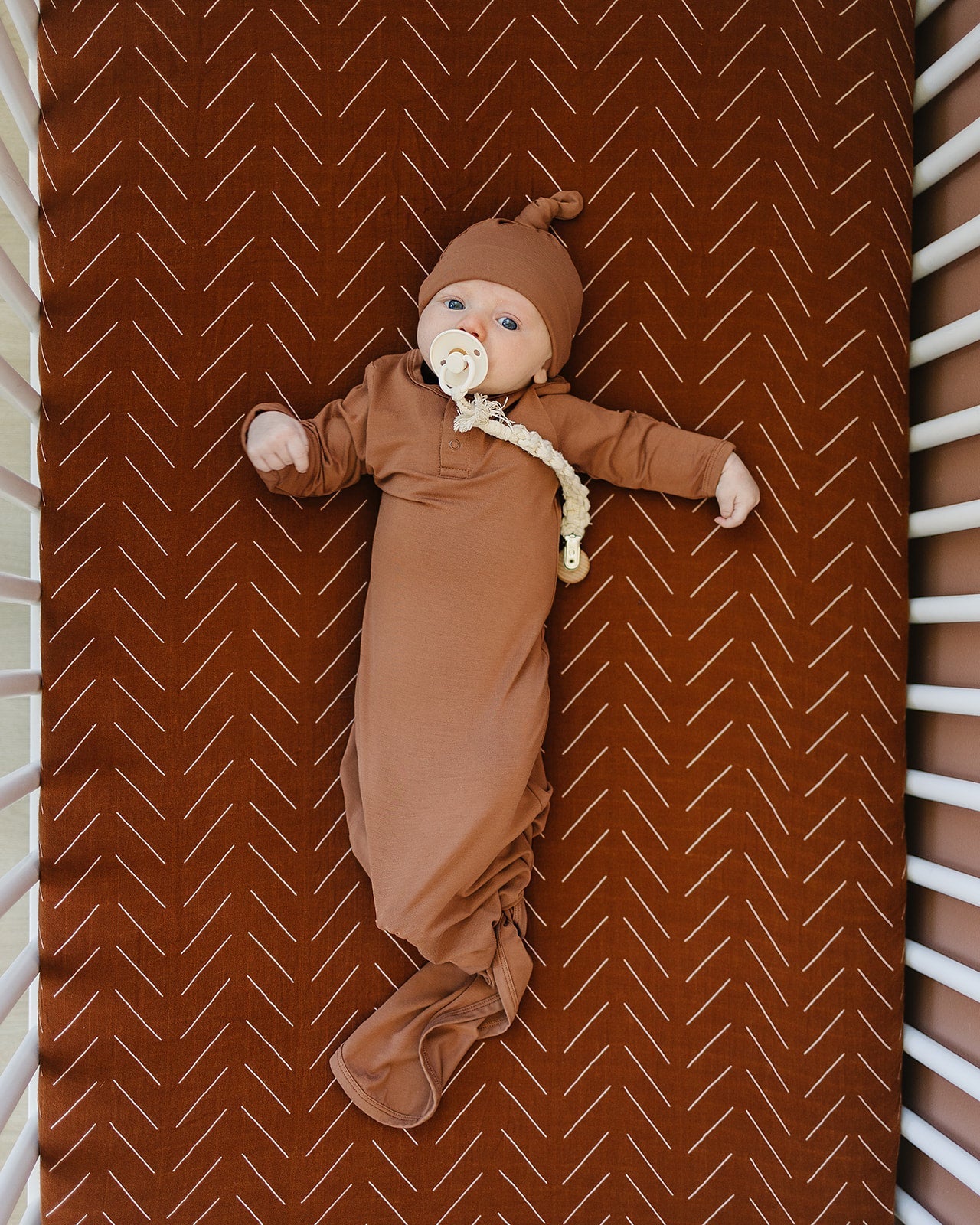 Mebie Baby Rust Bamboo Knot Gown for 0 to 3 Months Baby by Mebie Baby - 